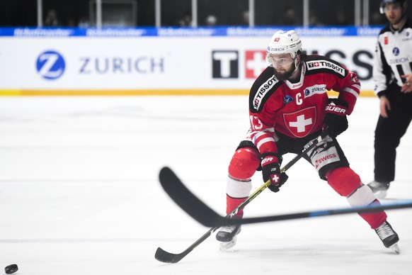 Der Schweizer Andrea Glauser bei den Prospect Games zwischen den Eishockey Nationalmannschaften Schweiz und Deutschland, am Donnerstag, 6. Februar 2020, in Herisau. (KEYSTONE/Gian Ehrenzeller)