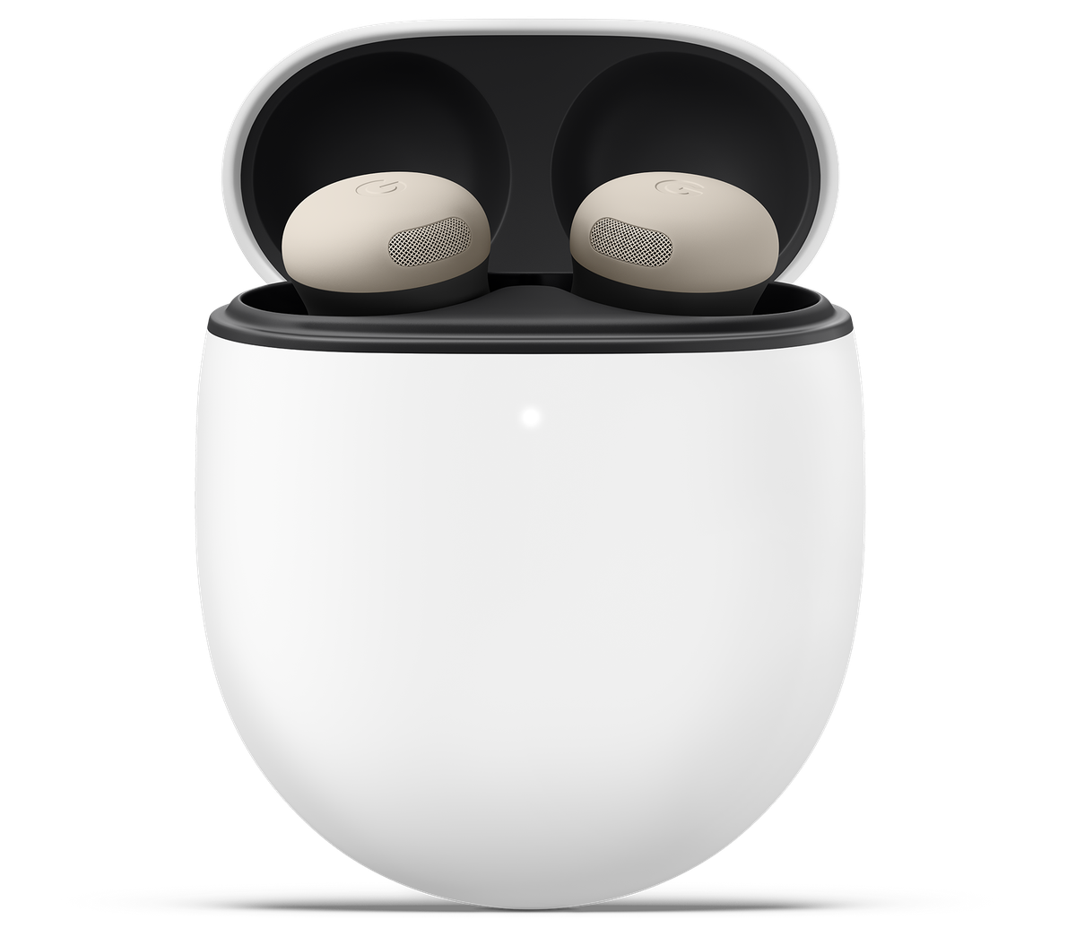 Google Pixel Buds Pro 2 in der Farbe Porcelain.