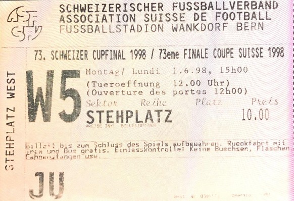 Cupfinal 1998 Wankdorf Ticket Billett