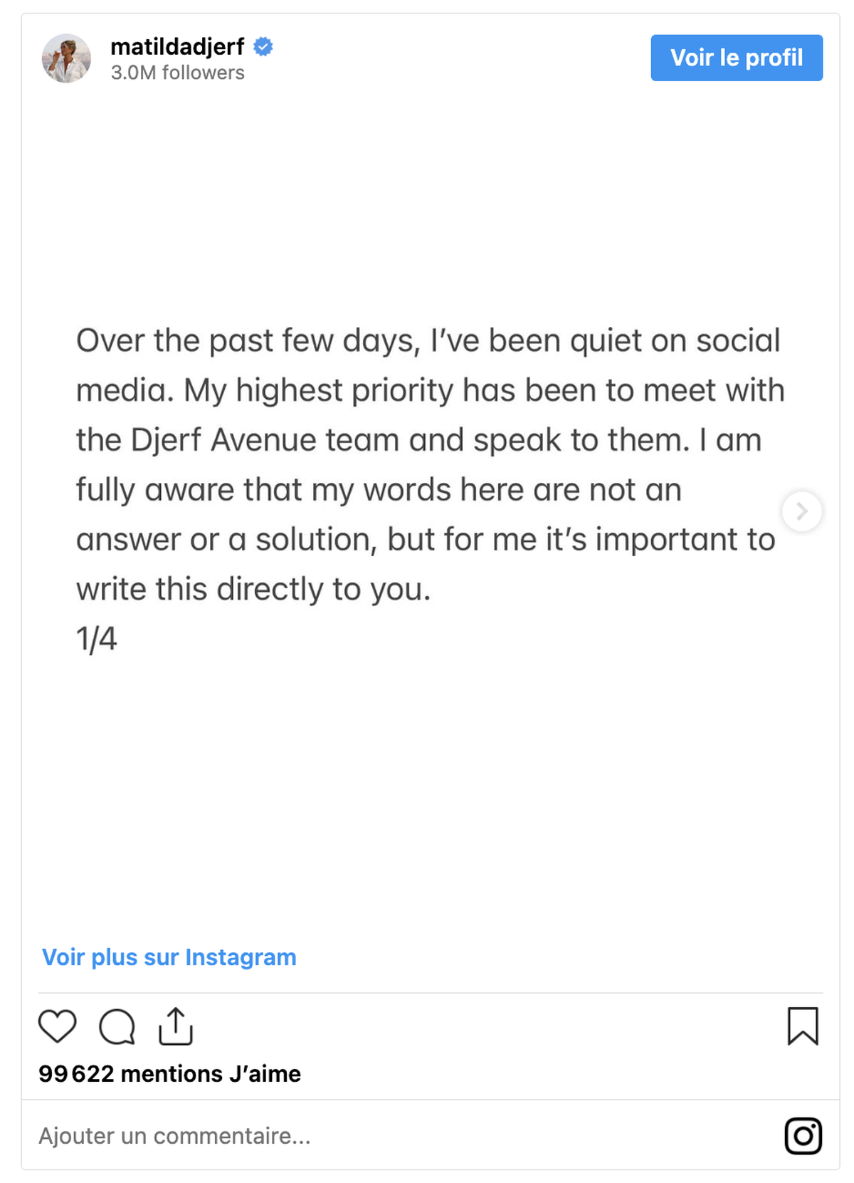 Matilda Djerf sur Instagram