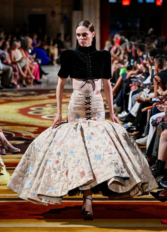 Coco Rocha walks the runway during the Christian Siriano Spring/Summer 2027 presentation as part of New York Fashion Week on Thursday, Sept. 10, 2026, in New York. (AP Photo/Vincent Alban)
Coco Rocha
