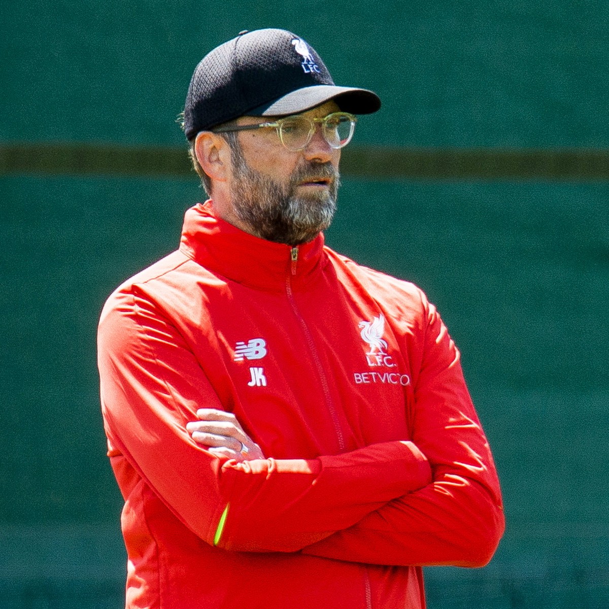 epa07607972 Liverpool's manager Juergen Klopp leads his team's training session at Melwood training facility in Liverpool, Britain, 28 May 2019. Liverpool FC will face Tottenham Hotspur in t ...