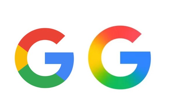 Das alte Logo von Google (links) im Vergleich zum neuen (rechts).
