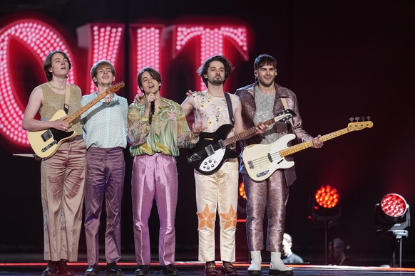 Joker Out of Slovenia perform during dress rehearsals for the second semi final at the Eurovision Song Contest in Liverpool, England, Wednesday, May 10, 2023. (AP Photo/Martin Meissner)
Joker Out