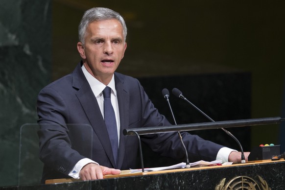 Didier Burkhalter vor der UNO-Vollversammlung.