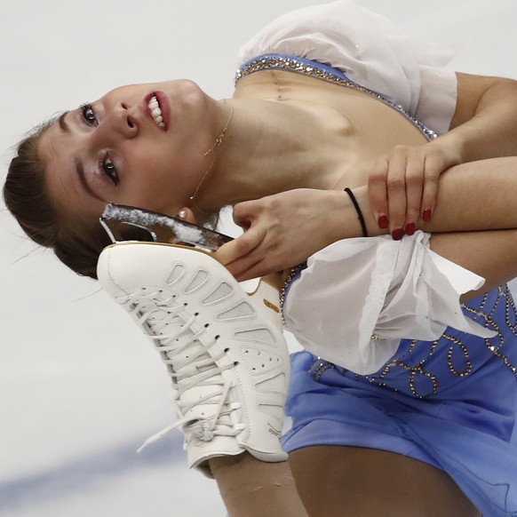 Alexia Paganini of Switzerland skates her short program at the European figure skating championships in Moscow, Russia, Thursday, Jan. 18, 2018. (AP Photo/Pavel Golovkin)