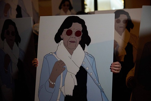 Feminist rally in support of Gisèle Pelicot in front of the French embassy Several people hold a poster with the image of Gisèle Pelicot, during the feminist rally in support of Gisèle Pelicot, in fro ...