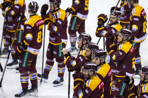 La deception des joueurs genevois, lors du match du championnat suisse de hockey sur glace de National League entre Geneve-Servette HC, GSHC, et ZSC Lions, ZSC, ce vendredi 20 decembre 2024 a la patin ...