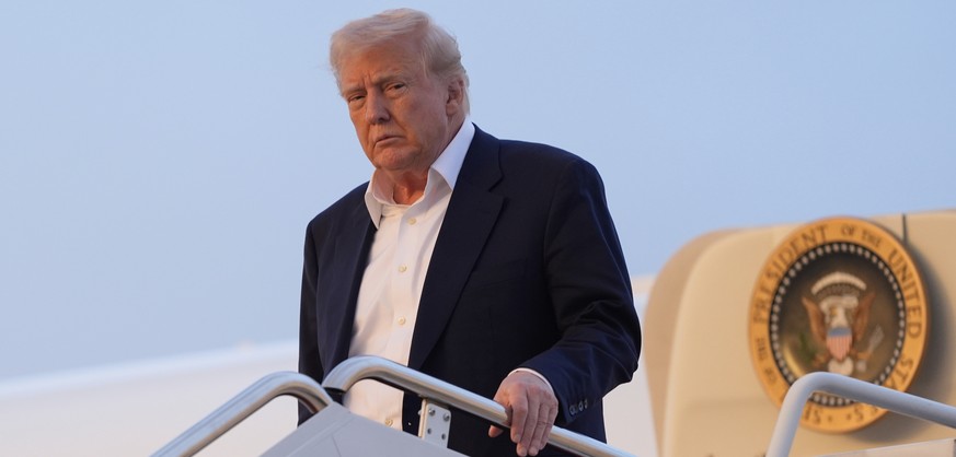 President Donald Trump arrives on Air Force One at Joint Base Andrews, Md., Sunday, May 4, 2025. (AP Photo/Manuel Balce Ceneta)
Donald Trump