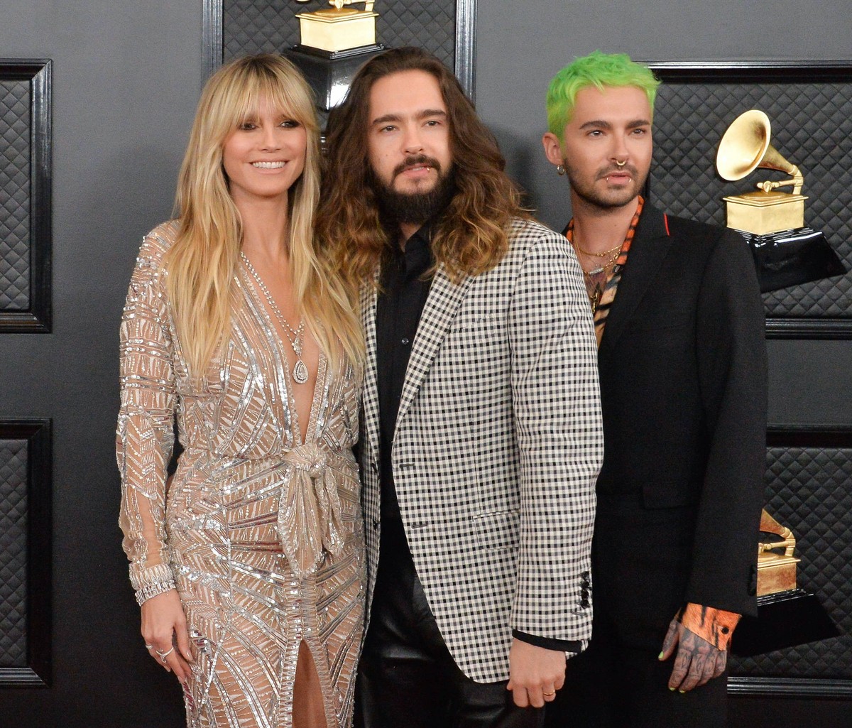 L-R Heidi Klum, Tom Kaulitz and Bill Kaulitz arrive for the 62nd annual Grammy Awards held at Staples Center in Los Angeles on Sunday, January 26, 2020. PUBLICATIONxINxGERxSUIxAUTxHUNxONLY LAP20200126 ...