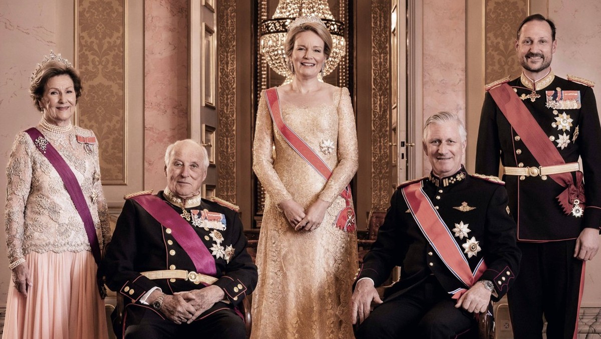State Visit of King Philippe and Queen Mathilde to Norway Day 1 OSLO, NORWAY - MARCH 24 : State Visit of King Philippe and Queen Mathilde to Norway Day 1 : Family picture before the Banquet with King  ...