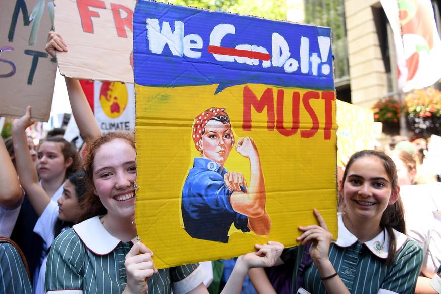 epa07198719 Thousands of students rally demanding action on climate change from Australian Prime Minister Scott Morrison, in Sydney, Australia, 30 November 2018. The protests were organized in the wak ...