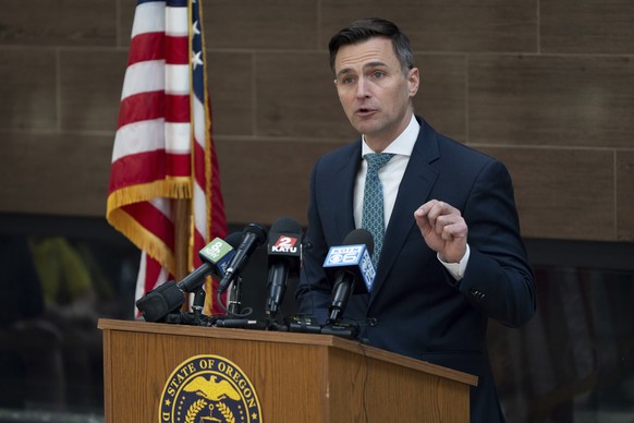 Oregon Attorney General Dan Rayfield speaks during a news conference at the Oregon Department of Justice office on Wednesday, April 23, 2025, in Portland, Ore. (AP Photo/Jenny Kane)
Dan Rayfield