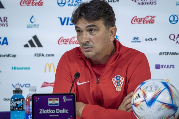 Croatia&#039;s head coach Zlatko Dalic speaks during a news conference on the eve of the quarterfinal World Cup soccer match between Croatia and Brazil, in Doha, Qatar, Thursday, Dec. 8, 2022. (AP Pho ...