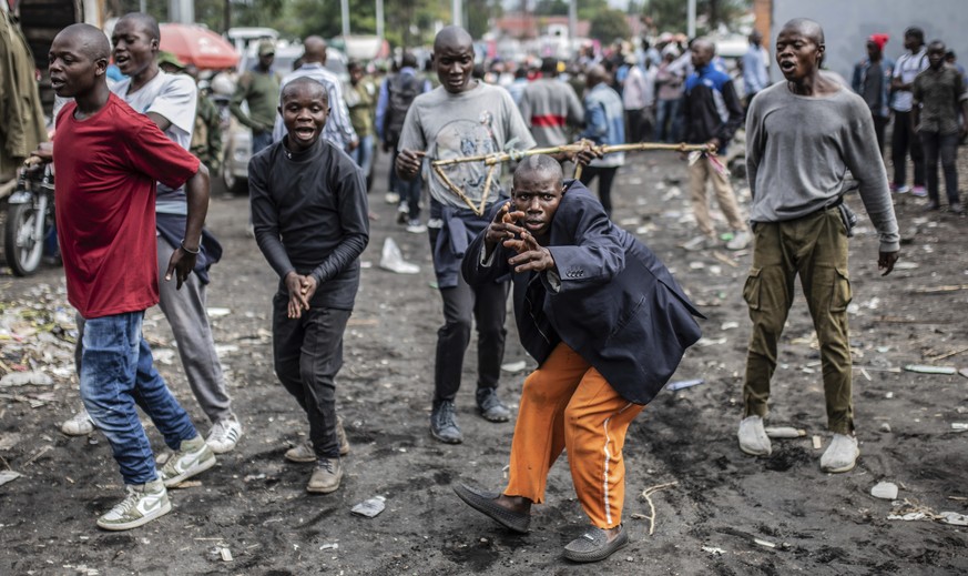 Democratic Republic of the Congo youth get the first steps of basic military training in Goma, eastern Congo, Monday, Nov. 7, 2022. More than 3,000 new Congolese military recruits began training Monda ...