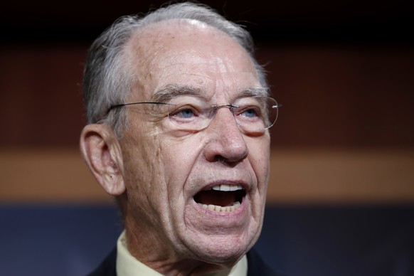 Senate Judiciary Committee Chairman Sen. Chuck Grassley, R-Iowa, speaks about the FBI investigation of Supreme Court nominee Brett Kavanaugh, Thursday, Oct. 4, 2018, on Capitol Hill in Washington. (AP ...