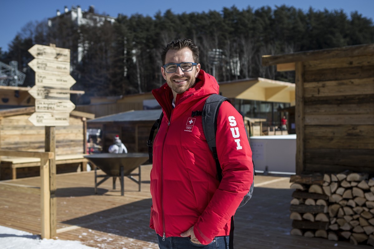 Raeto Raffainer, General Manager, poses during a media conference of the Swiss men ice hockey national team in the House of Switzerland at the XXIII Winter Olympics 2018 in Pyeongchang, South Korea, o ...