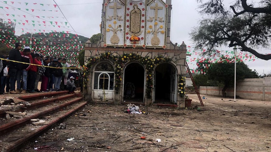 epa07225014 A general view of the aftermath of a pyrotechnics explosion in the community of Fuentezuelas, in the city of Queretaro, Mexico, 11 December 2018. Six people died and 55 were injured in a p ...