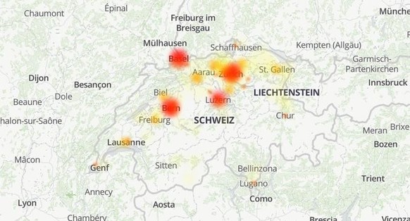 Störungskarte der Schweiz.