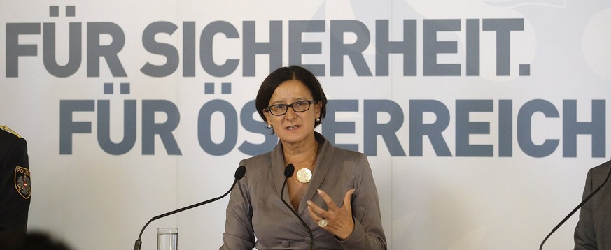 Österreichs Innenministerin an einer Pressekonferenz zur Gefahr des Radikalen Islams.&nbsp;