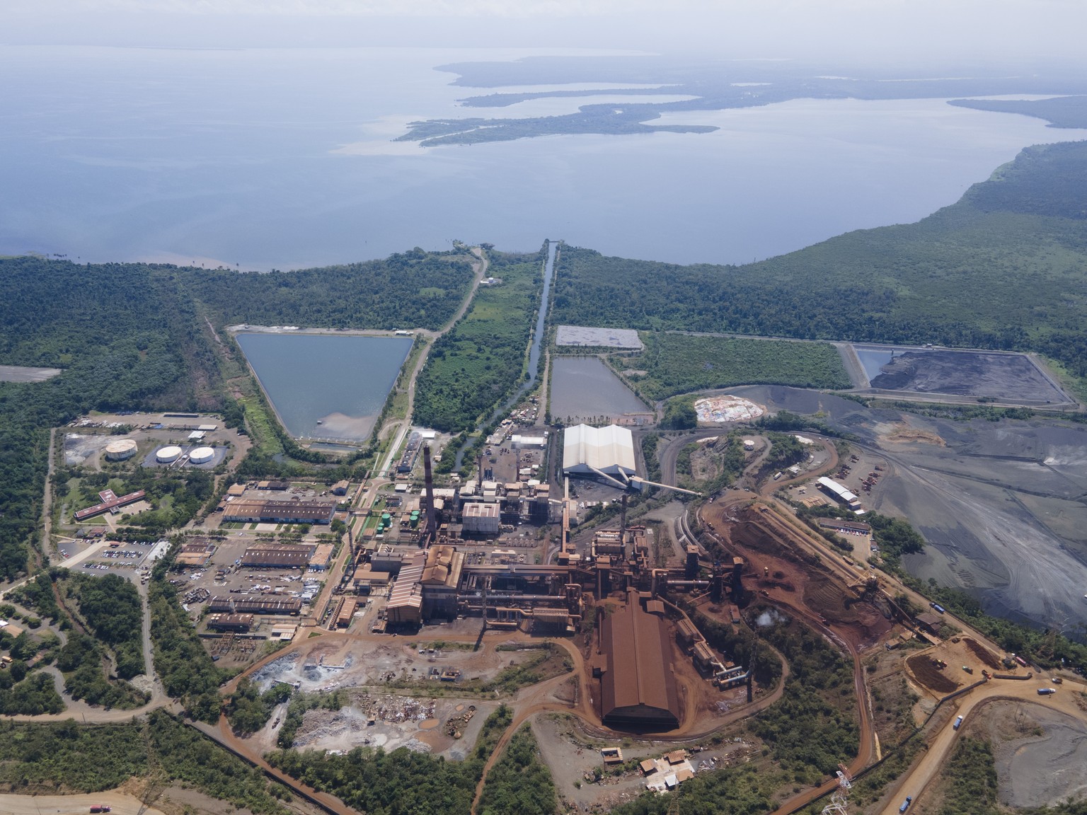 The nickel mine run by the Swiss-based Solway Investment Group stands next to Izabal Lake in El Estor in the northern coastal province of Izabal, Guatemala, Monday, Oct. 25, 2021. The Guatemalan gover ...