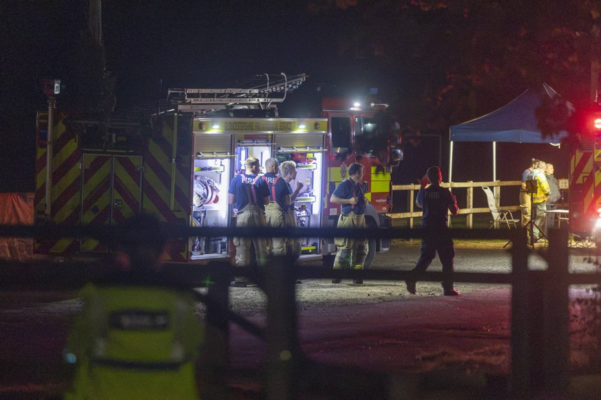 Counter-terror investigation after major incident declared at RAF Fairford FAIRFORD, UK - SEPTEMBER 27: Emergency services at the scene in Fairford, Gloucestershire, United Kingdom, after a major inci ...