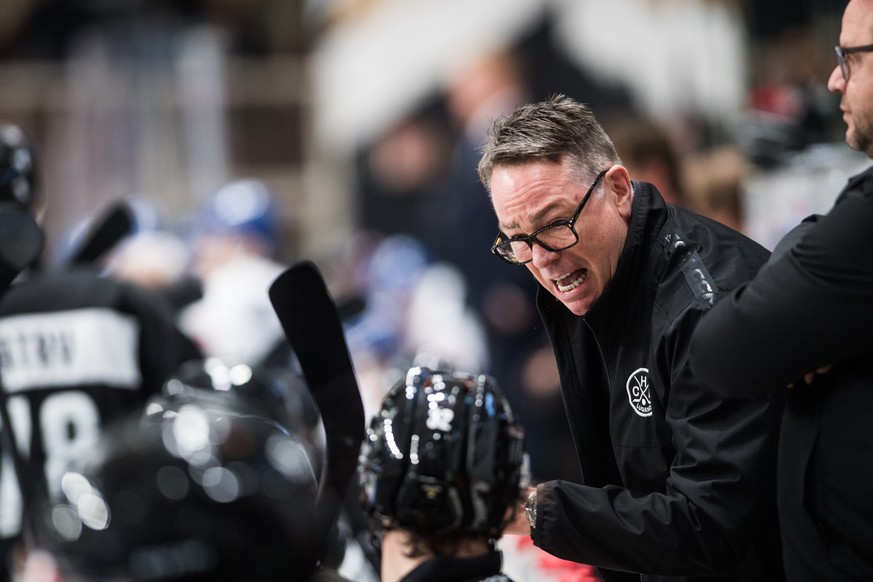 Lugano?&#039;s head coach Chris Mcsorley reacts during the friendly match between HC Lugano and HC Innsbruck at the ice stadium Corner Arena in Lugano, Switzerland, on Saturday, 27 August 2022. (KEYST ...