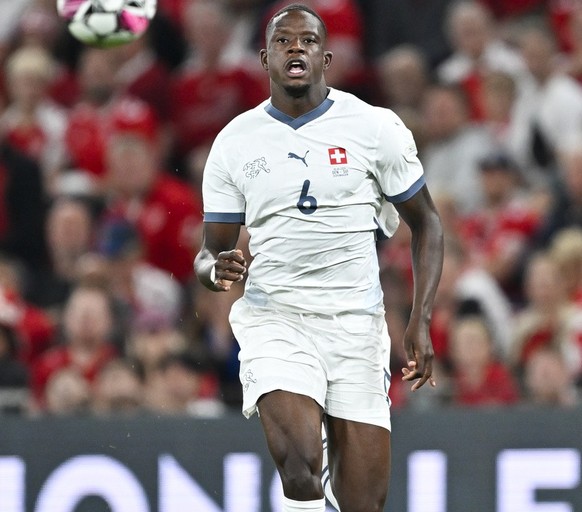 Switzerland&#039;s Denis Zakaria during the UEFA Nations League Group D leg 1 soccer match between Denmark and Switzerland, on Thursday, September 5, 2024, at the Parken stadium, in Copenhagen, Denmar ...