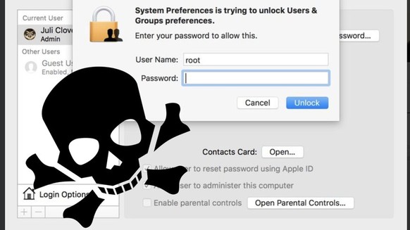 Anmelden ohne Passwort: Ein Fehler im Mac-Betriebssystem machte es möglich.