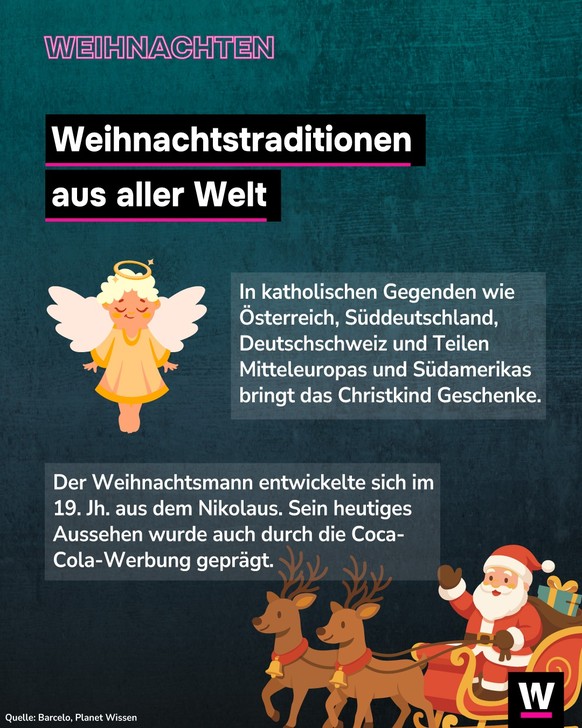 <p>Das Christkind wurde in protestantischen Gegenden im 19. Jh. vom Weihnachtsmann abgelöst.</p>