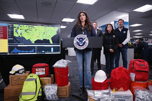 Homeland Security Secretary Kristi Noem holds a news conference on the shooting death of a Minneapolis man by federal agents in Minnesota Homeland Security Secretary Kristi Noem holds a news conferenc ...