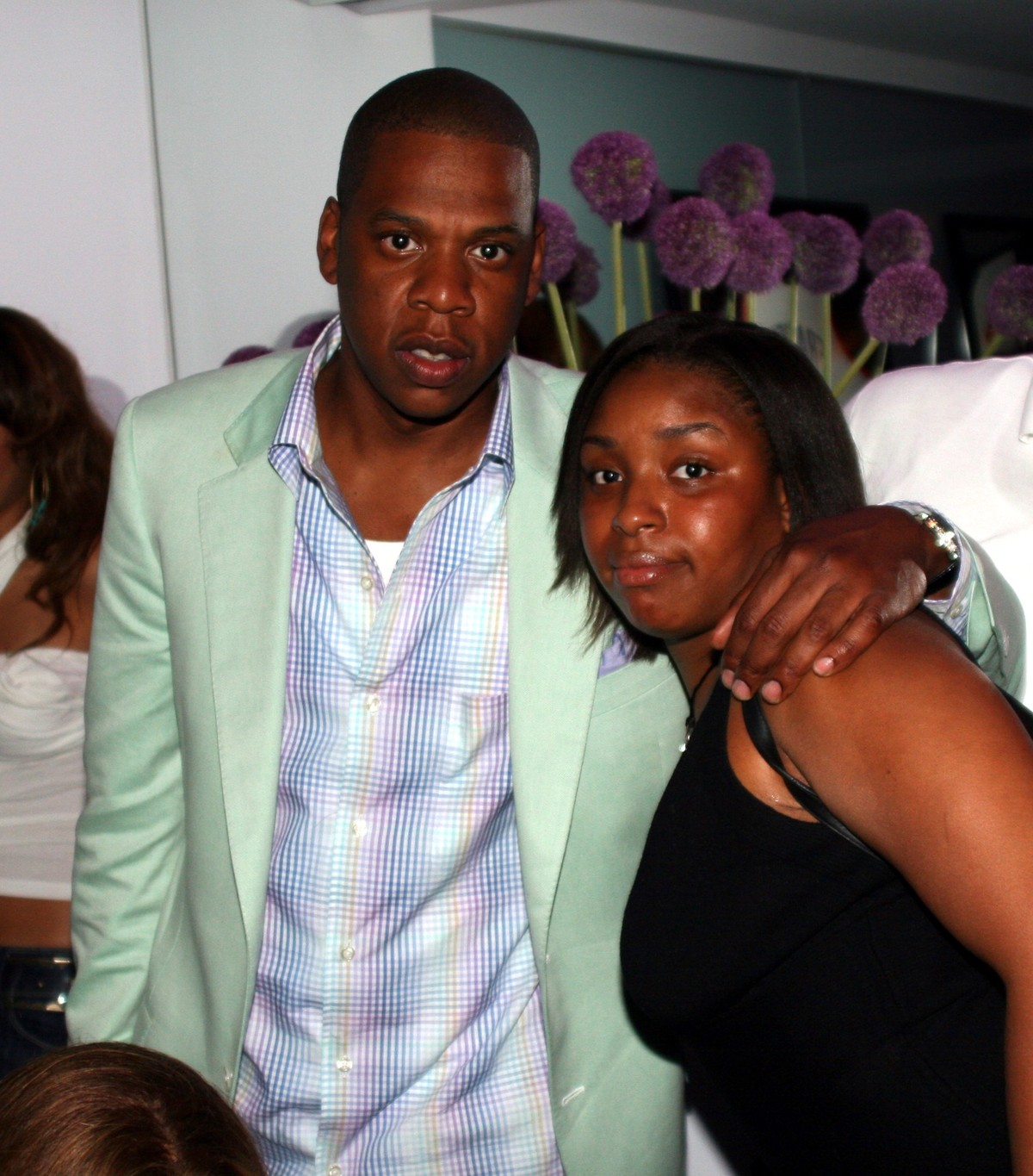 Jay-Z and Jaguar Wright during 40/40 Club 2nd Anniversary Party at 40/40 Club in New York City, New York, United States. (Photo by Johnny Nunez/WireImage)