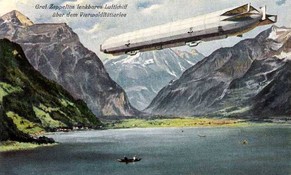 Ansichtskarte eines Zeppelins im Zentralschweizer Luftraum.