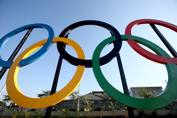 RIO DE JANEIRO, BRAZIL - JUNE 04: The Olympic Rings rise above Madureira Park on June 4, 2015 in Rio de Janeiro, Brazil. (Photo by Matthew Stockman/Getty Images)