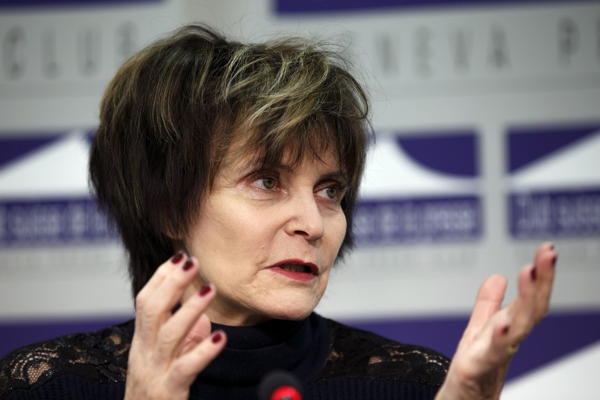 Alt Bundesrätin Micheline Calmy-Rey bei einem Auftritt in Genf im Jahr 2014.