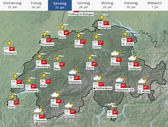 Am Samstag wird es nochmals heiss, richtig heiss.