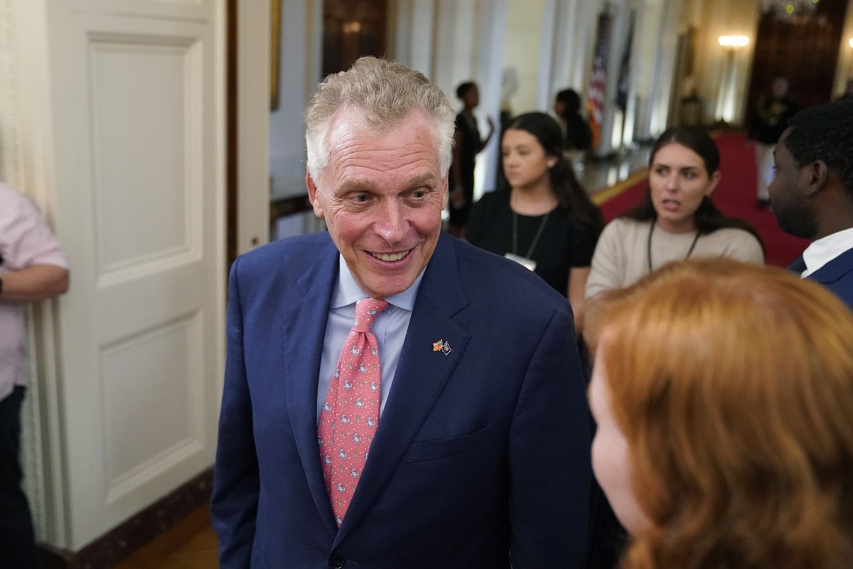 Former Virginia Gov. Terry McAuliffe arrives before first lady Jill Biden and former Secretary of State Hillary Clinton speak during an event to celebrate the 2023 Praemium Imperiale Laureates, a glob ...