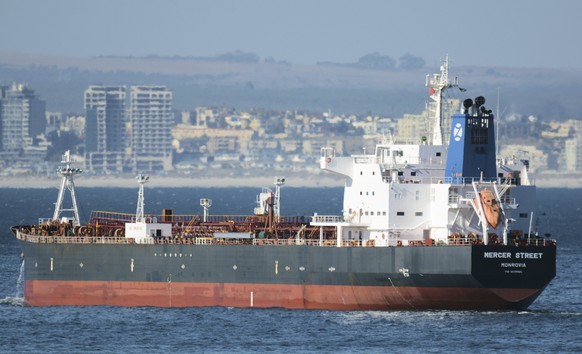 This Jan. 2, 2016 photo shows the Liberian-flagged oil tanker Mercer Street off Cape Town, South Africa. The oil tanker linked to an Israeli billionaire reportedly came under attack off the coast of O ...