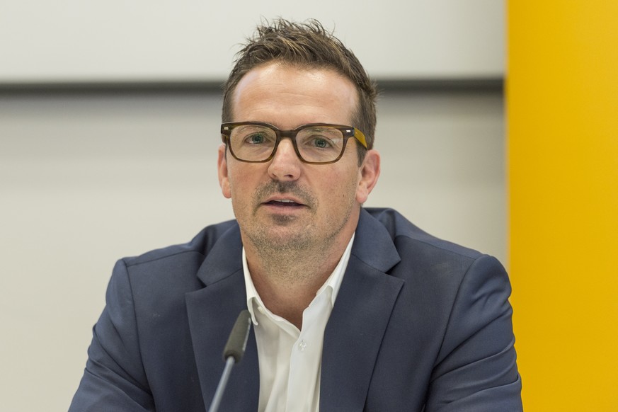 Pascal Mueller, Officiating Manager, anlaesslich der Vorsaison-Medienkonferenz Swiss Ice Hockey Federation am PostFinance-Hauptsitz in Bern, am Mittwoch, 11. September 2019. (PPR/Melanie Duchene)