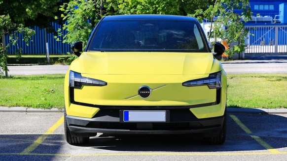 2024 Yellow Volvo EX30 Battery Electric SUV Parked 2024 Yellow Volvo EX30, a battery electric subcompact crossover SUV manufactured by Volvo Cars, parked at the dealership. Salo, FI. June 22, 2024. Co ...