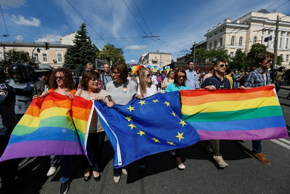 Menschenrechte: Protest von Schwulen und Lesben in Kiew in der Ukraine am 12. Juni 2016.
