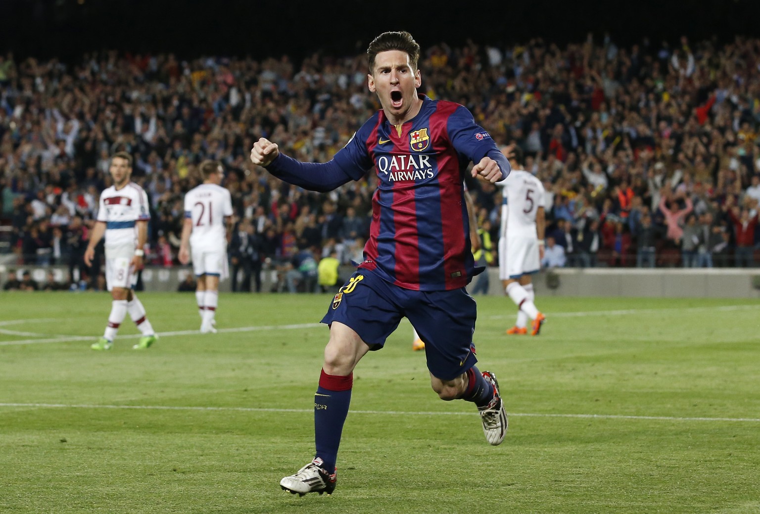 Lionel Messi freut sich über seinen zweiten Treffer.