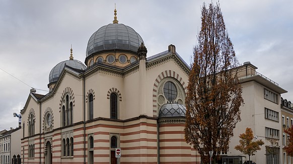 Die Basler Synagoge, die Grosse Synagoge, das Versammlungs- und Gotteshaus der Israelitischen Gemeinde Basel (IGB), fotografiert in Basel am Dienstag, 4. Dezember 2018. (KEYSTONE/Georgios Kefalas)