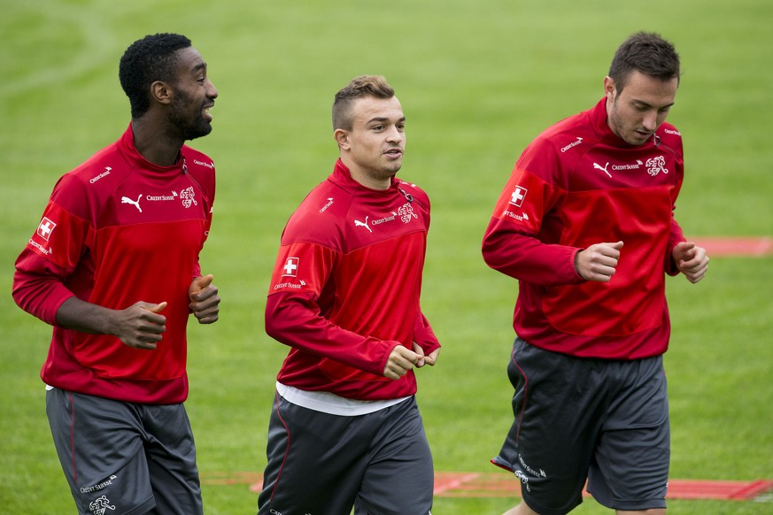 Johan Djourou, Xherdan Shaqiri und Josip Drmic. &nbsp;