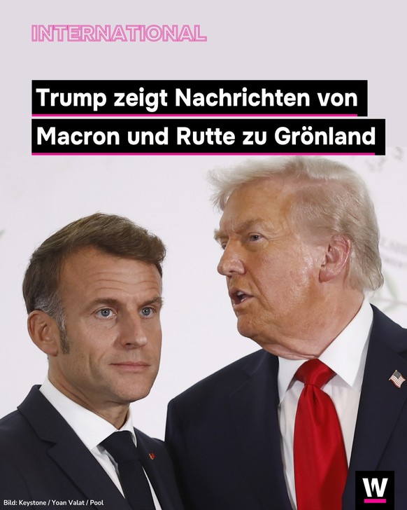 <p>Trump zeigt seine erhaltenen Nachrichten von Macron und Rutte.</p>