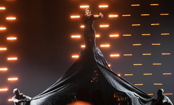 La Zarra of France performs during a dress rehearsal for the Eurovision Song Contest in Liverpool, England, Monday, May 8, 2023. (AP Photo/Martin Meissner)