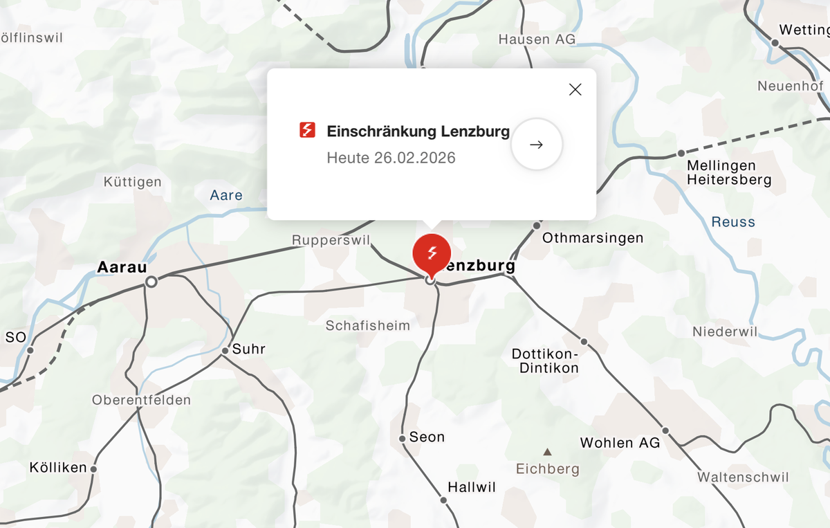 Der Bahnverkehr im Bahnhof Lenzburg ist eingeschränkt.