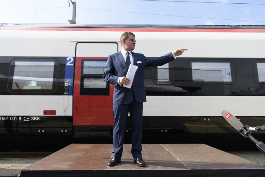 ARCHIVBILD ZUM RUECKTRITT VON PETER SPUHLER ALS CEO VON STADLER RAIL, AM MITTWOCH, 20. SEPTEMBER 2017 - Stadler-CEO Peter Spuhler, aufgenommen anlaesslich des Roll-Outs des neuen Hochgeschwindigkeitsz ...