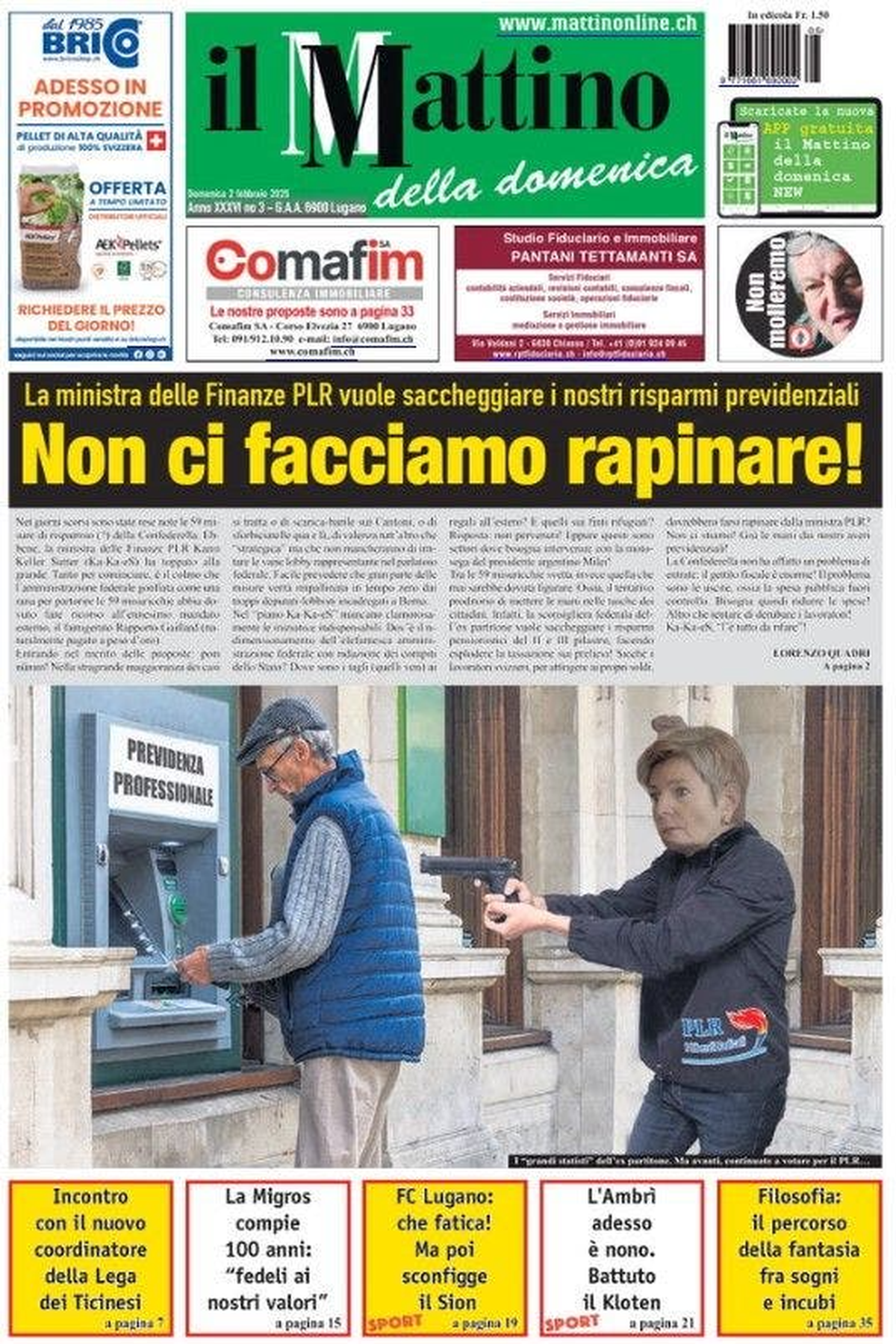 Karin Keller-Sutter avec un pistolet sur la Une de il Matino: le photomontage est clair, mais reste juridiquement délicat.