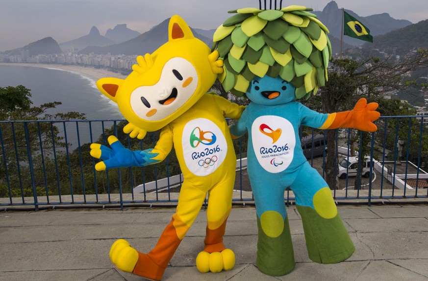 Ein gelber Kater und ein Artischocken-Kopf: Die Maskottchen von Rio heissen Vinicius und Tom